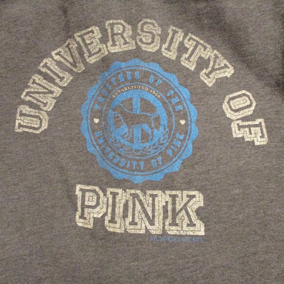 PINK Victoria Secret Woman Large Gray Blue Full Zip Long Sleeve Hooded Jacket - Picture 6 of 8